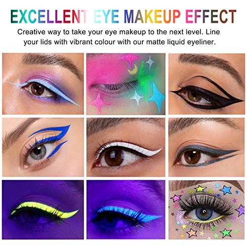 Coloured Eyeliner, Matte Liquid Eyeliner, Blue Eyeliner Long-Lasting Waterproof Liquid Eye Liner, Highly-Pigmented Colourful Eyeliner for Eye Mak