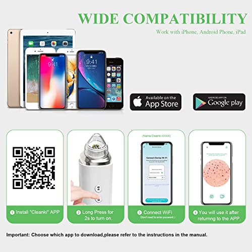 Blackhead Remover Pore Vacuum, Upgraded WIFI Visible Facial Pore Cleanser with HD Camera Pimple Acne Comedone Extractor Kit with 6 Suction Heads
