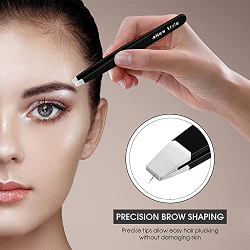 Slant Eyebrow Tweezers – Professional Stainless Steel Slant-Tip Tweezer | Precision Facial Hair Plucking for Men and Women