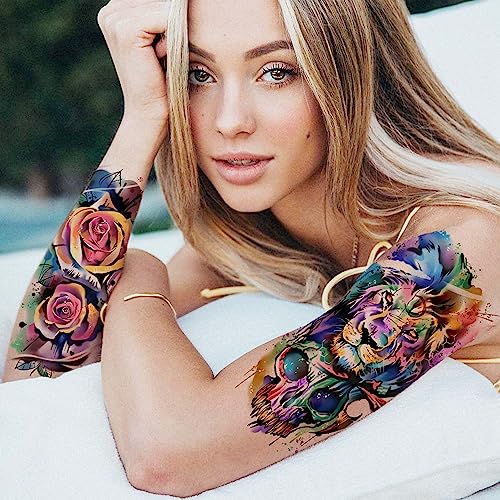 LAROI 55 Sheets Watercolor Temporary Tattoos For Women Men Arm Adults Kids, Waterproof Realistic Temp Water Transfer Tattoo Stickers, Animals Tig
