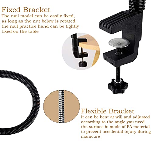 Upgrade Nail Training Hand, Professional Nail Art Hand, Practice Hand for Acrylic Nails, Adjustable Nail Practice Hand with 100PCS Practice Nail