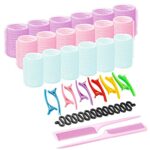 Bellucci 33 Pieces Hair Rollers Set-Self Grip Curler Rollers- 18 Pieces Rollers of 3 Different Sizes Which Includes 44mm, 30mm and 22mm-12 Pieces