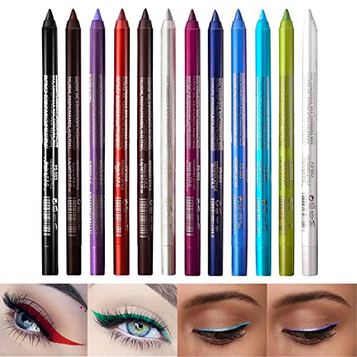 Eyeliner Pencil Set, 12 Color Eye Shadows Pen Eyebrow Pencil Eyeliner Eyebrow Lip Liner Pencil Eyeshadow Pencil Professional Eye Makeup Set