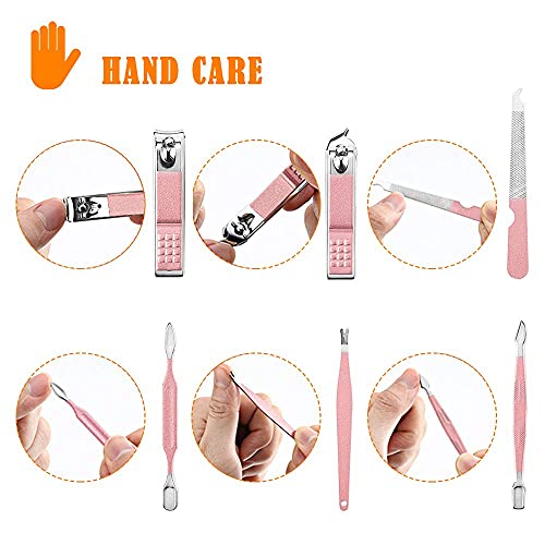 Cyleibe 18pcs Manicure and Pedicure Set, Nail Grooming Kit, Stainless Steel Nail Clipper Set for Ladies Women Girls Travel/Office/Home (Rose Gold