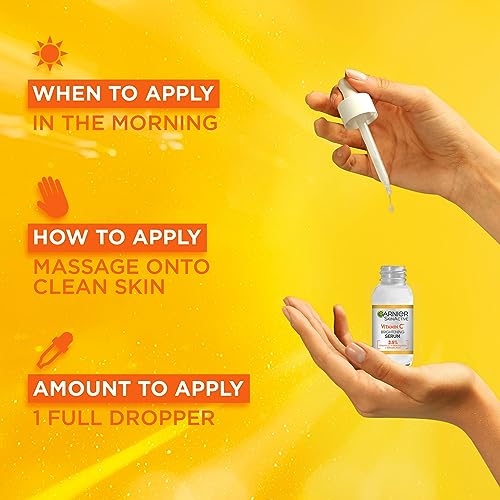 Garnier Vitamin C Serum for Face, Anti-Dark Spots & Brightening Serum, 3.5% Vitamin C, Niacinamide, Salicylic Acid & Lemon Extract, Brightening S