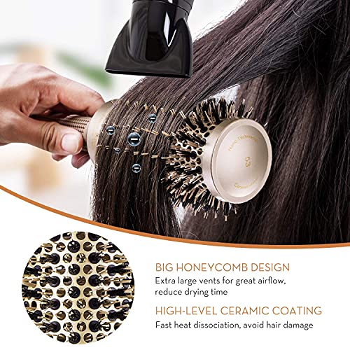 Round Brush, Nano Thermal Ceramic & Ionic Tech Hair Brush, Round Barrel Brush with Boar Bristles, Enhance Texture for Hair Drying, Styling, Curli