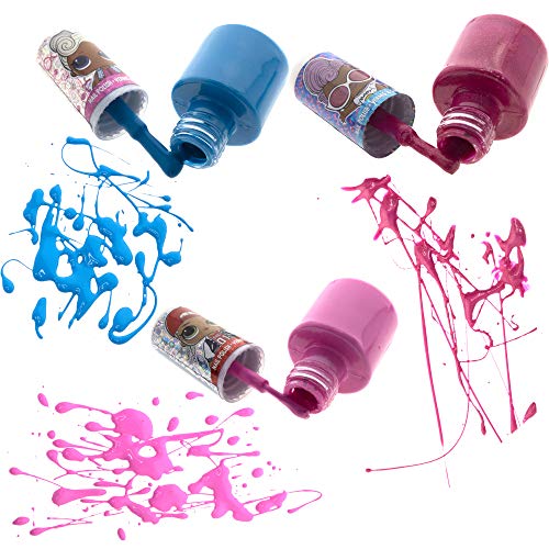 L.O.L Surprise! Townley Girl Non-Toxic Water Based Peel-Off Nail Polish Set for Girls, Glittery & Opaque Colors, with Toe Spacers and Nail Sticke