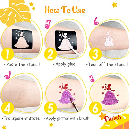 Body Glue for Glitter Tattoos, Eleanore's Diary 10ml*2 Art Glitter Glue, Odourless & Non Toxic, Skin Glue for Chunky Glitter Makeup, Beach Partie