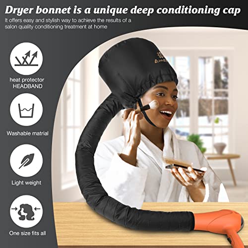 Bonnet Hood Hair Dryer Attachment - Soft, Adjustable Extra Large Bonnet Hair Dryer for Speeds Up Drying Time at Home, Easy to Use for Styling, Cu