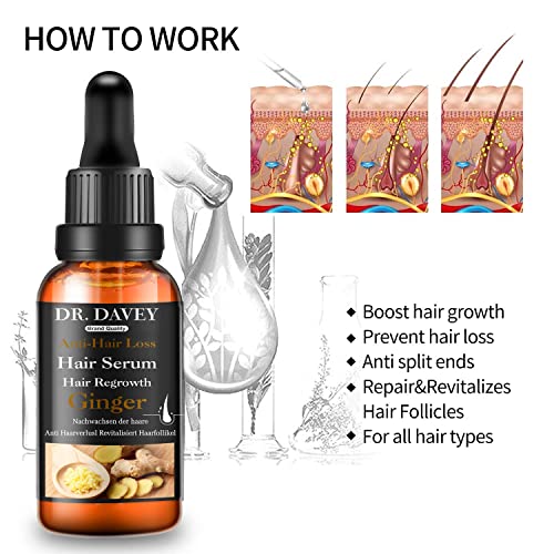 Hair Growth Serum vitamins serum for Hair Loss and Hair Regrowth Ginger Hair Growth Oil for Thinning/Balding/Repairs Hair Follicles/Stronger Hair