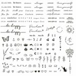 3sheets 130pcs Small Temporary Tattoos for Women Tiny Long Lasting Realistic Fake Tattoos Waterproof Inspirational Words Minimalist Flower Leaf T