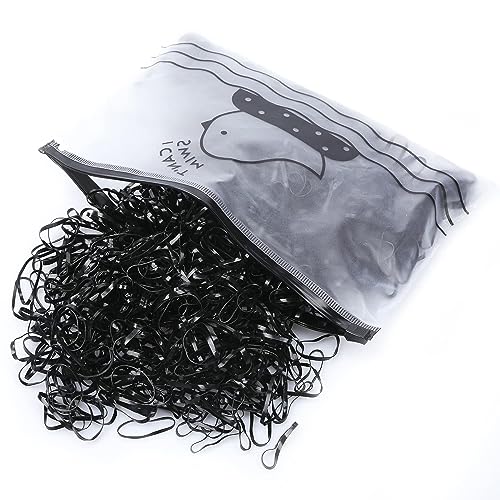 ILamourCar Black Elastic Hair Bands, 500 Pcs Hair Elastics, Rubber Bands For Hair with 10 Colorful Hair Grips, Small Hair Bands for Kids Hair, Br