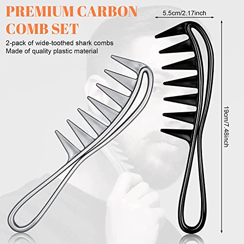 Fuyamp 3 Pcs Wide Tooth Shark Combs, Salon Large Teeth Shark Combs Curly Hair Salon Barber Comb, Afro Comb Curl Comb Hairstyle Comb Salon Hairdre