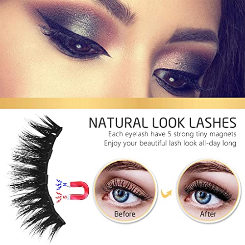 Magnetic Eyelashes,INSMART 10 Pairs False Eyelashes Upgraded 3D 5D Magnetic Eyelashes and Magnetic Eyeliner Kit with 2 Tubes of Magnetic Eyeliner