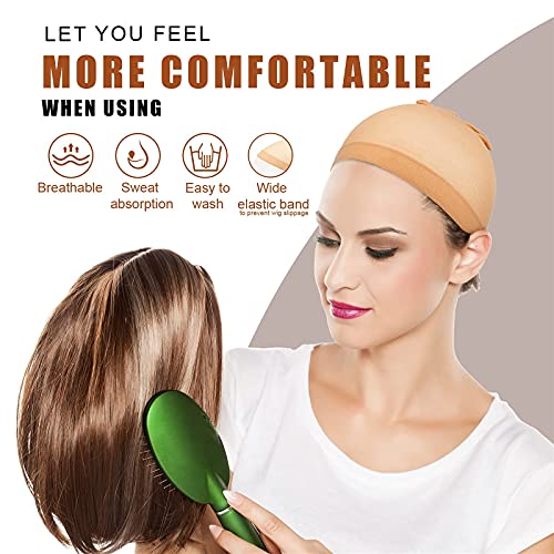 Stocking Wig Cap Ultra Thin - 4 Pieces, Breathable, Sweat Absorber & Stretchable Wig Caps for Women, One Size Fits All (Light Brown)