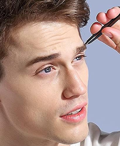 Slant Eyebrow Tweezers – Professional Stainless Steel Slant-Tip Tweezer | Precision Facial Hair Plucking for Men and Women