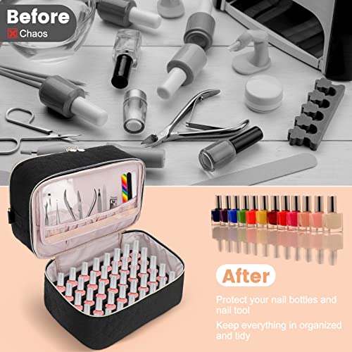 Holres Nail Polish Storage Organiser Case Holds, Detachable Nail Vanish Storage Bag with Adjustable Strap Portable Nail Lamp Storage Bag for Nail