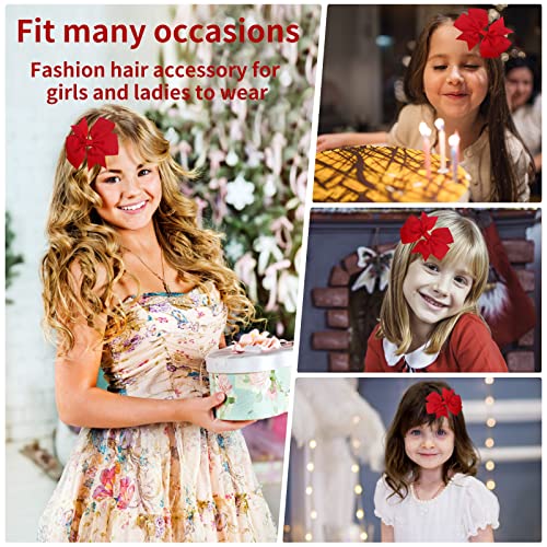 Sibba 10 Pieces Ribbon Hair Bows Alligator Clips Hairbows Barrettes 3 Inch Red Ponytail Holder Cheerleading Hairpin Christmas Valentine's Day Acc