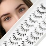 EMEDA 10 Pair Manga Lashes 5 Styles Mixed Anime Lashes 100% Handmade Transparent Band Manga Eyelashes Natural Look Spiky Manga Lashes Wispy Hybri