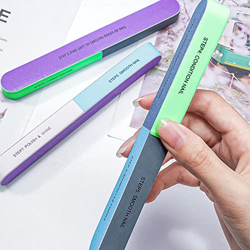 7 Pcs Nail Buffer, Nail Buffer Blocks, Nail File and Buffer Set, Nail File Set, 7 Way Nail File and Buffer Block Professional Nail Buffering File