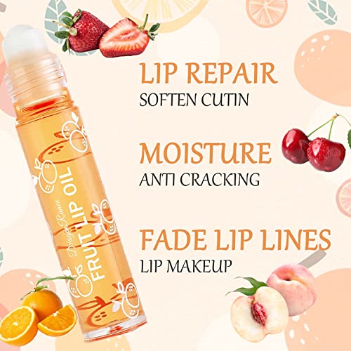 Lip Plumper Gloss Moisturizing Lip Lotion Oils,6Pcs Fruit-flavored Transparent Colorless , Moisturized Liquid Lipstick for Dry and Chapped Lips (