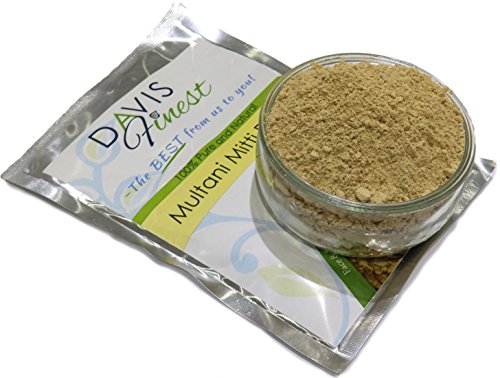 Davis Finest Multani Mitti Powder Indian Healing Clay, Face Mask-Pack, Hair, Dark Spots, Discoloration, Natural Skin Lightening, Brightening, Dee