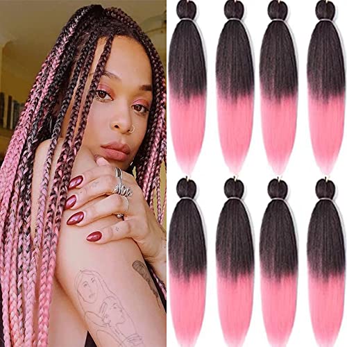 LDMY Hair for Braiding-Jumbo Braids, Long Colorful Ombre Pink Purple Jumbo Braiding Hair Extensions Kanekalon Jumbo Braid Wigs for Women Syntheti