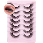 Fluffy False Eyelashes Natural Cat Eye Lashes 3D Faux Mink Eyelashes Wispy Fox Eye Lash Extensions 7 Pairs Multipack by Eefofnn