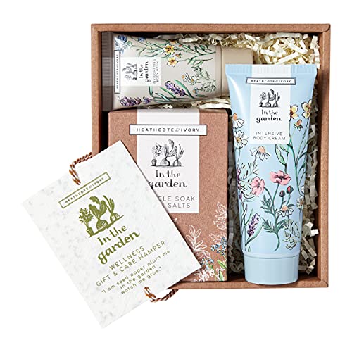Heathcote & Ivory In The Garden Wellness Gift & Care Hamper | 100ml Body Cream, 50ml Body Wash & 200g Bath Salts | Cruelty Free & Vegan Friendly