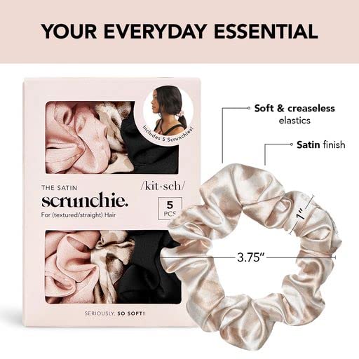 Kitsch Satin Scrunchies - Softer than Silk Scrunchies for Women | Cute Hair Ties & Hair Scrunchies for Hair | Stylish Scrunchie for Teens | Scrun