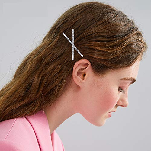 Dokpav 12 Pieces Rhinestone Bobby Pins, Crystal Hair Pin Decorations, Silver Metal Hair Clips, Barrettes Headdress, Fashion Hair Accessories for