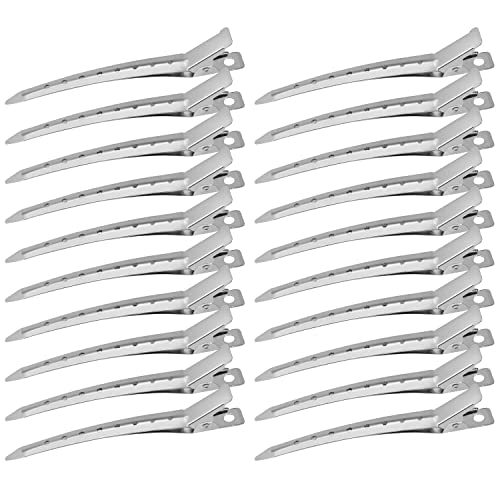 Pin Curl Clips 24 pcs, Silver Metal Hair Clips for Styling, Hair Sectioning Clips, Hairdressing Clips for Curls for Hair Extensions DIY Hair Acce