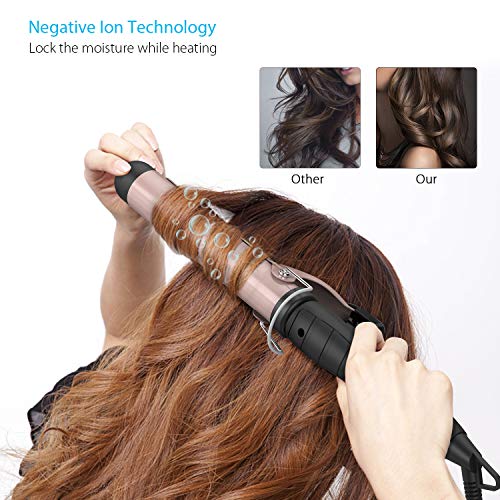 Pretfy Curling Tongs, 32mm Curling Iron 1.25" Hair Curler Professional Ceramic Curling Wand, LCD Display, Adjustable Temperature from 60 ~ 220 °C
