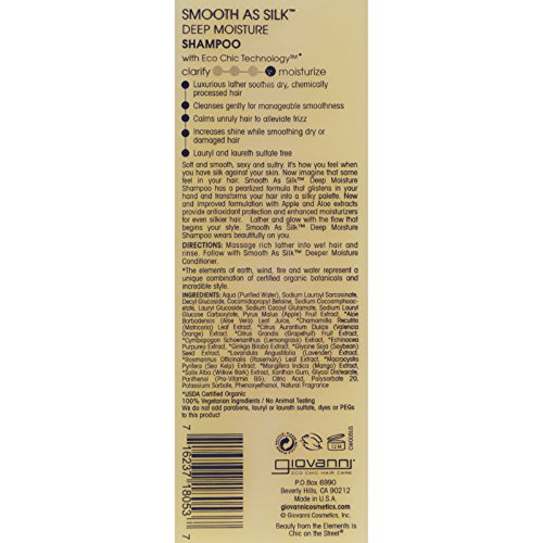 Giovanni - Smooth As Silk Shampoo 250ml - Nourishing Hair Cleanser - Silky Smooth Results - Sulfate-Free Formula - Hydrating Haircare