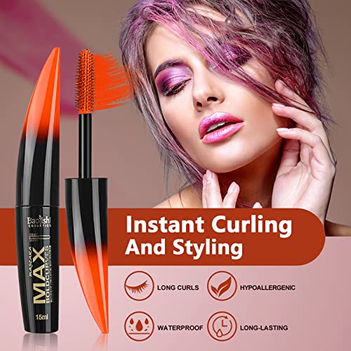 Colour Mascara Set,MKNZOME 6pcs Rainbow Colour Waterproof Mascara 4D Fiber Lash Long Lasting Thick Mascara Volume Eye lash Halloween Xmas Make Up