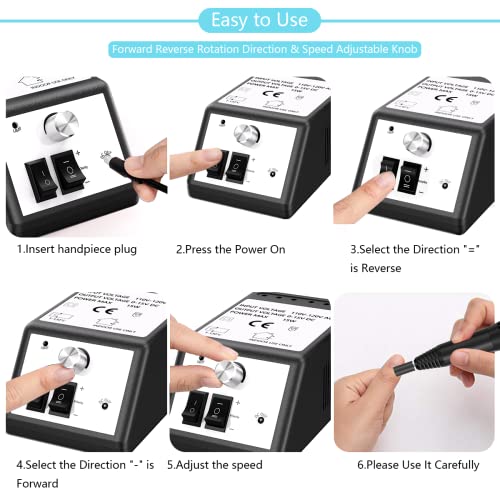 Professional Nail Drill Machine 20000 RPM Efile Electric Nail Filer Kit Polishing Tools for Finger Toe Nails, Acrylic Gel Nails, Nail Drills with