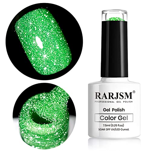 RARJSM Silver Glitter Gel Nail Polish Sparkle Nail Gel Varnish Requires Drying Under UV LED Lamp for Women Spring Summer Nail UV Beauty Art Desig