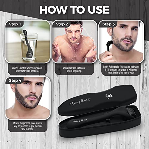 Viking Beard™ Beard Roller | 2x Rollers | 540 0.5MM Titanium Needles | Men, Beard Growth Roller, Beard Roller For Growth For Men, Derma Roller 0.
