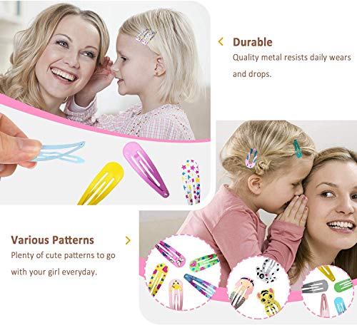 Girls Hair Clips, Funtopia 60 Pcs Snap Hair Clips for Little Girls Kids Teens Women Non Slip, 2 Inches Candy Color Metal Barrettes Hair Accessori