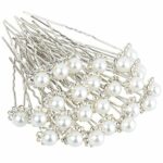 H&S 40 Wedding Pearl Hair Pins Bridal Flower Crystal Hair Pins Clips for Women