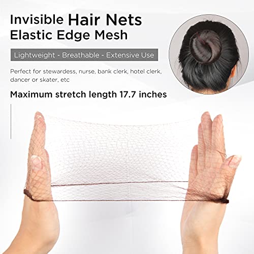 PROUSKY 20 Pcs Hair Nets, Hair Bun Holder Hairnets for Bun Hair Nets Invisible Elastic Edge Mesh Ballet Bun Net Holder for Women Girls Dance Nurs