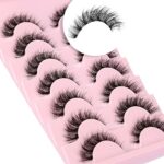 Aupalada False Eyelashes 6D Lightweight Natural Comfortable Demi Wispy Cat Eye Lashes Clear Band Daily Eyelashes Strips Fluffy Soft Fake Eyelashe