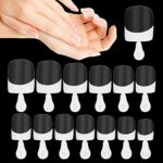 MWOOT 140 Pieces French Acrylic False Nails Tips,Full Cover White Clear Short Square Fake Nails Extension Sets,Artificial Nail Decoration for Wom