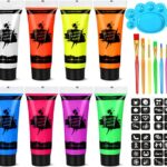 Proamate Neon Face Paint,Glow in Dark Face Body UV Blacklight Neon Fluorescent Art Paint Neon Accessories Perfect for Carnival, Party, Halloween