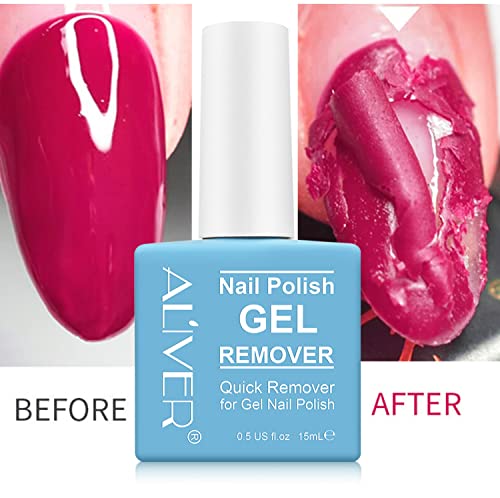 Gel Nail Polish Remover 15ml, Gel Polish Remover Quick & Easy Remove Within 2-5 Minutes, Nail Gel Remover Non-Irritating, No Need For Foil Soakin