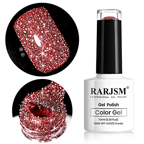RARJSM Silver Glitter Gel Nail Polish Sparkle Nail Gel Varnish Requires Drying Under UV LED Lamp for Women Spring Summer Nail UV Beauty Art Desig
