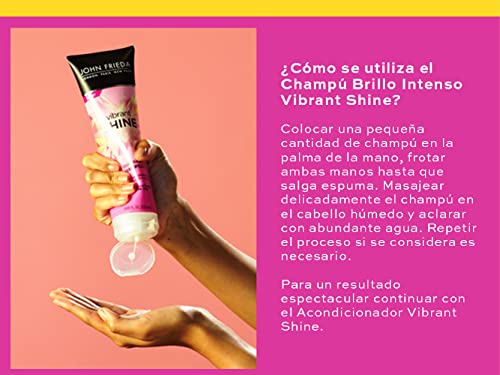 John Frieda Vibrant Shine Colour Shine Shampoo 250 ml, Weightless Glossing Shampoo for Shiny Hair, Sulphate-Free and Silicone-Free Shampoo