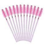 GCQQ 50Pcs Eyelash Wands Disposable, Crystal Mascara Wands Pink, Spoolies Eyelash Brushes for Lash Extensions, Eyebrow Separate