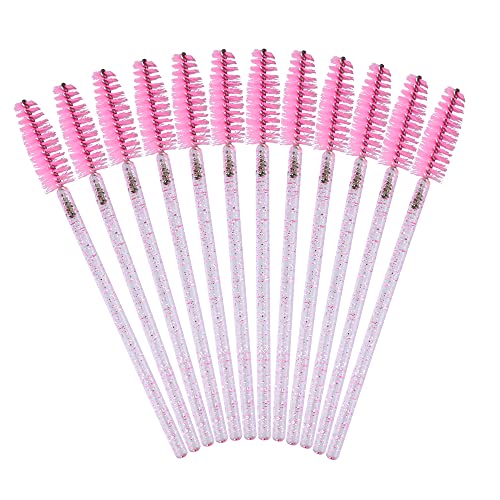 GCQQ 50Pcs Eyelash Wands Disposable, Crystal Mascara Wands Pink, Spoolies Eyelash Brushes for Lash Extensions, Eyebrow Separate