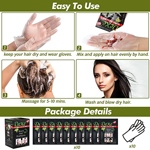 Duoffanny Hair Colour Black Hair Shampoo Instant Hair Dye Semi-Permanent Portable Hair Color Black Hair Coloring Easy to Use | 3-In-1 | Natural I